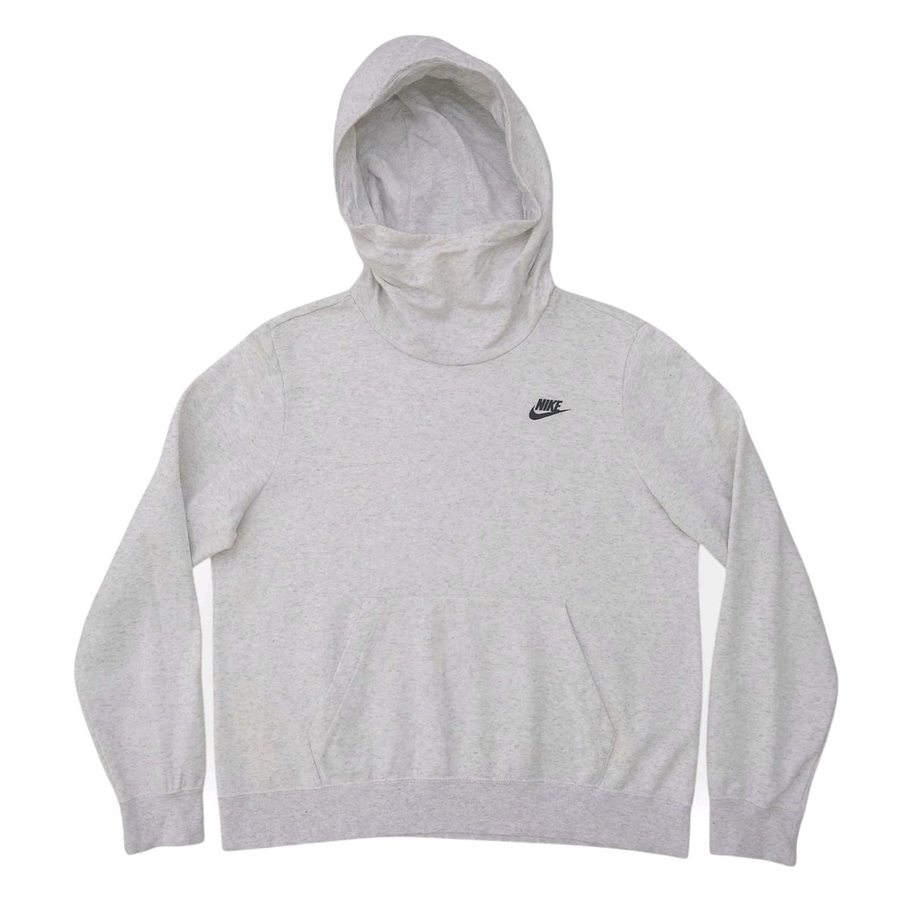 Nike Hoodie Sweater Women Large Light Gray Swoosh Pullover BV4526-051